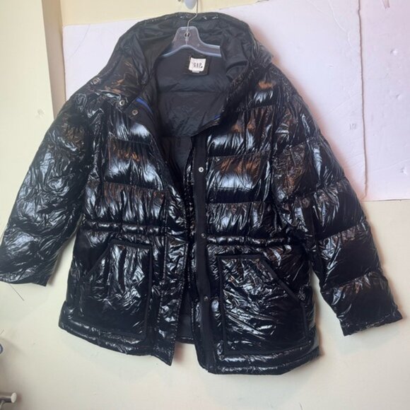 Gap NEW Shiny Puffer Jacket Hood Oversized Pockets Synthetic Cozy Parka Warm L - Picture 3 of 16